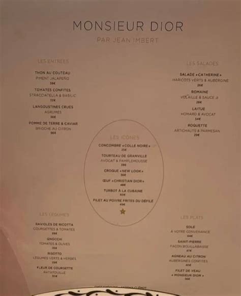 dior outlet paris|Dior restaurant Paris menu.